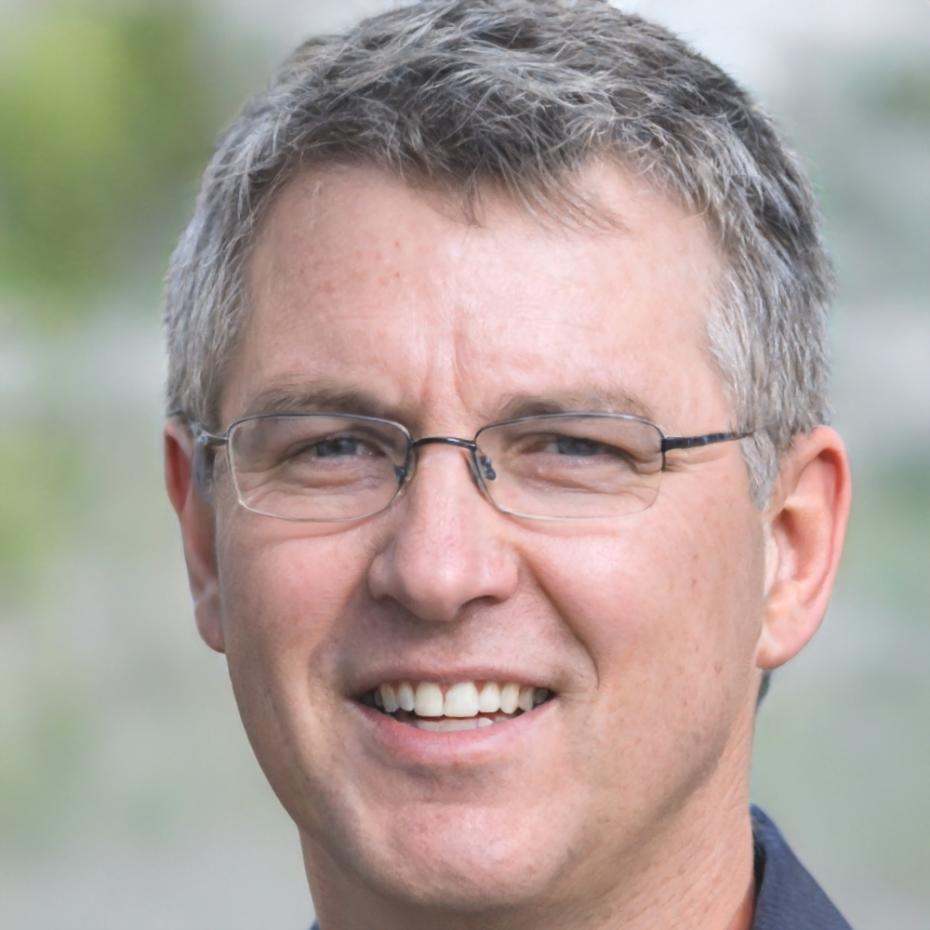 Professional headshot of a confident middle-aged man in business casual attire